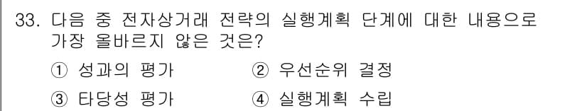 전자상거래관리사_1급 2022년 33번 - 정답과 핵심 포인트를 검수 중인 기출문제