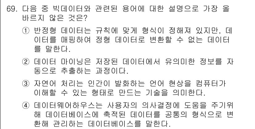 전자상거래관리사_1급 2022년 69번 - 정답과 핵심 포인트를 검수 중인 기출문제