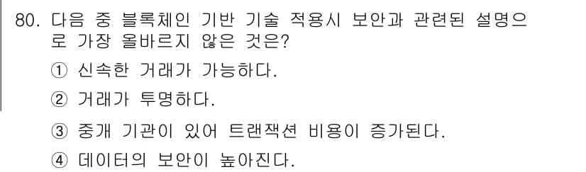 전자상거래관리사_1급 2022년 80번 - 정답과 핵심 포인트를 검수 중인 기출문제