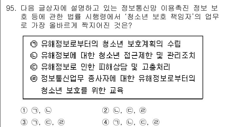 전자상거래관리사_1급 2022년 95번 - 정답 4번은 유해정보유통 방지 및 고조책의 일환으로, 청소년 보호를 위한... 에 관한 핵심 기출문제