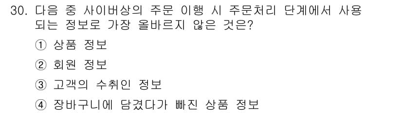전자상거래관리사_2급 2018년 30번 - 정답과 핵심 포인트를 검수 중인 기출문제