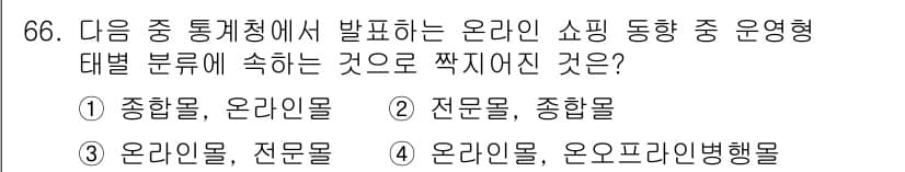 전자상거래관리사_2급 2018년 66번 - 정답과 핵심 포인트를 검수 중인 기출문제