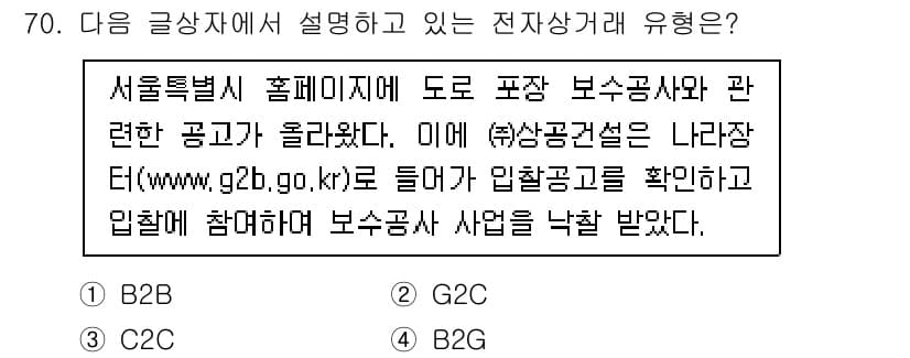 전자상거래관리사_2급 2018년 70번 - 정답과 핵심 포인트를 검수 중인 기출문제