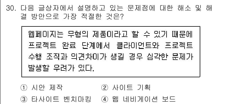 전자상거래관리사_2급 2019년 30번 - . 

해설: 웹페이지는 다양한 제품으로 간주될 수 있어 프로젝트 개시와... 에 관한 핵심 기출문제