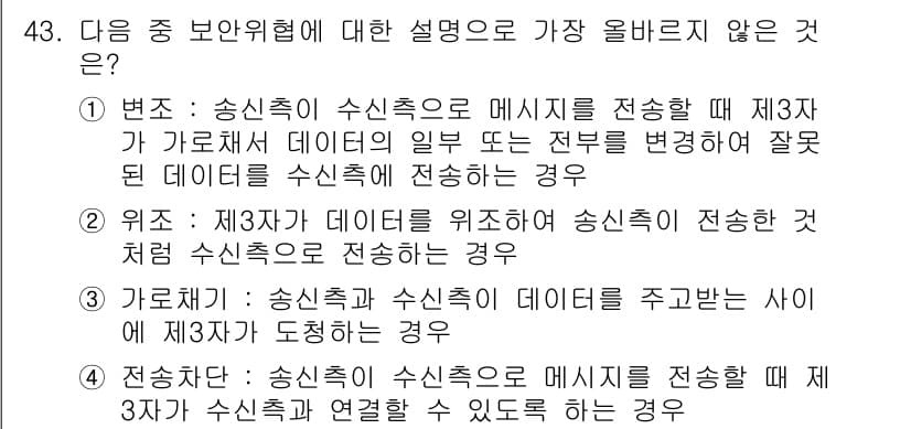 전자상거래관리사_2급 2019년 43번 - 정답과 핵심 포인트를 검수 중인 기출문제