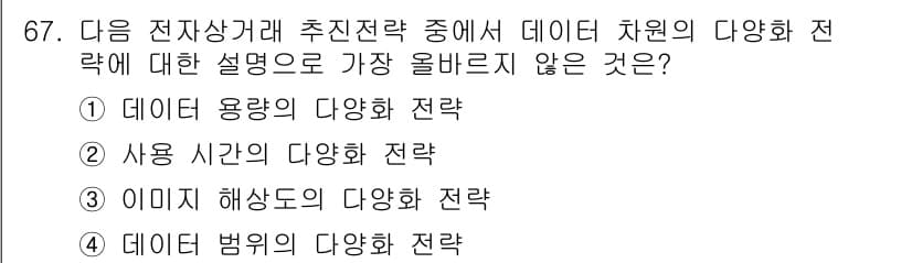 전자상거래관리사_2급 2020년 69번 - 정답과 핵심 포인트를 검수 중인 기출문제