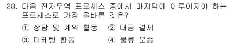 전자상거래관리사_2급 2021년 27번 - 정답과 핵심 포인트를 검수 중인 기출문제