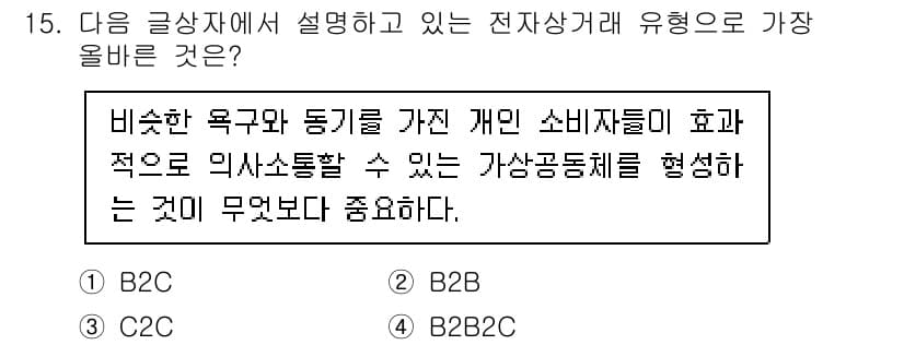 전자상거래관리사_2급 2022년 15번 - 정답과 핵심 포인트를 검수 중인 기출문제