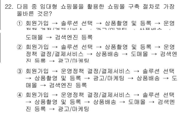 전자상거래관리사_2급 2022년 22번 - 정답과 핵심 포인트를 검수 중인 기출문제