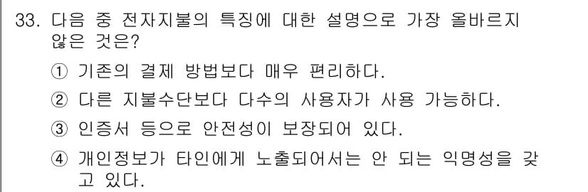 전자상거래관리사_2급 2022년 33번 - 정답과 핵심 포인트를 검수 중인 기출문제