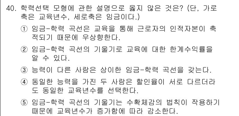 공인노무사_1차(경제학원론)(구) 2025년 40번 - 정답과 핵심 포인트를 검수 중인 기출문제