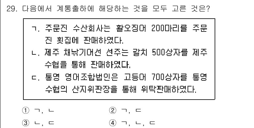 수산물품질관리사_1차 2025년 29번 - 정답과 핵심 포인트를 검수 중인 기출문제