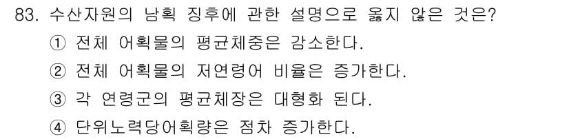 수산물품질관리사_1차 2025년 83번 - 정답과 핵심 포인트를 검수 중인 기출문제