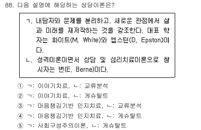청소년상담사_3급(1교시)(구) 2024년 88번 - 정답과 핵심 포인트를 검수 중인 기출문제