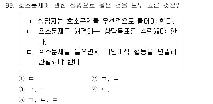 청소년상담사_3급(1교시)(구) 2024년 99번 - 정답과 핵심 포인트를 검수 중인 기출문제