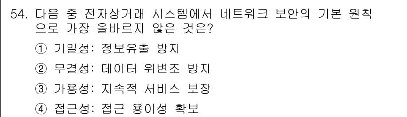 전자상거래관리사_2급 2025년 54번 - 정답과 핵심 포인트를 검수 중인 기출문제