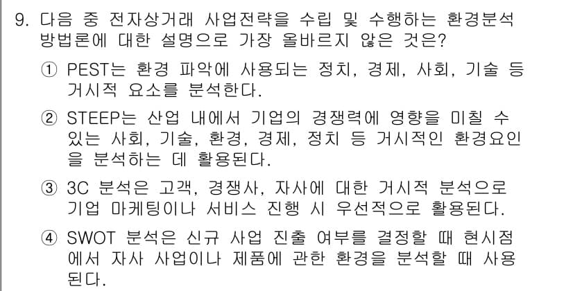 전자상거래관리사_2급 2025년 9번 - 정답과 핵심 포인트를 검수 중인 기출문제