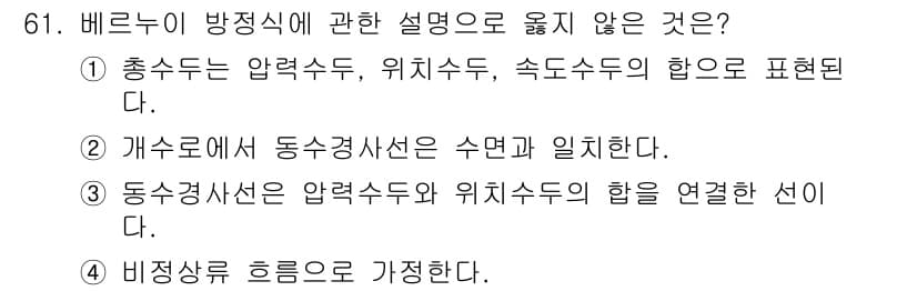정수시설운영관리사_3급_1차 2024년 61번 - 정답과 핵심 포인트를 검수 중인 기출문제