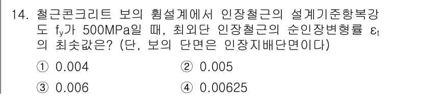 9급_국가직_공무원_건축구조 2025년 14번 - 주어진 압축강도 \( f'_{c} = 500 \, \text{MPa} \... 에 관한 핵심 기출문제