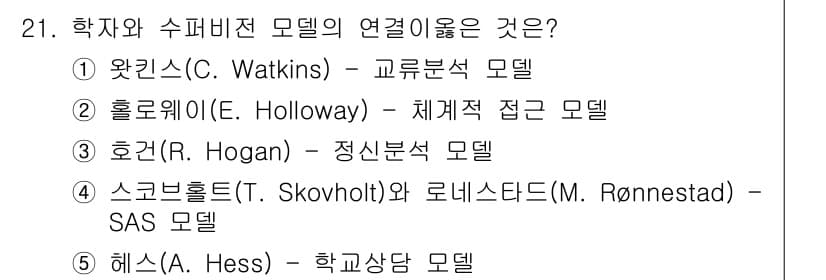 청소년상담사_1급(1교시)(구) 2025년 21번 - 정답과 핵심 포인트를 검수 중인 기출문제