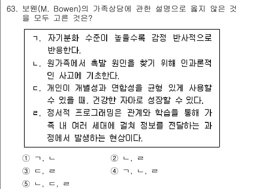 청소년상담사_2급(2교시)(구) 2025년 63번 - 정답과 핵심 포인트를 검수 중인 기출문제