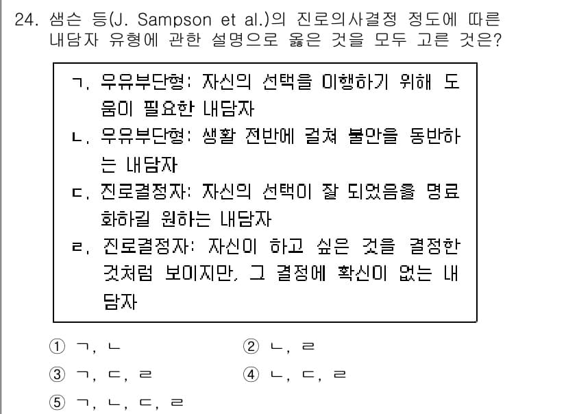 청소년상담사_2급(2교시) 2025년 24번 - 정답과 핵심 포인트를 검수 중인 기출문제