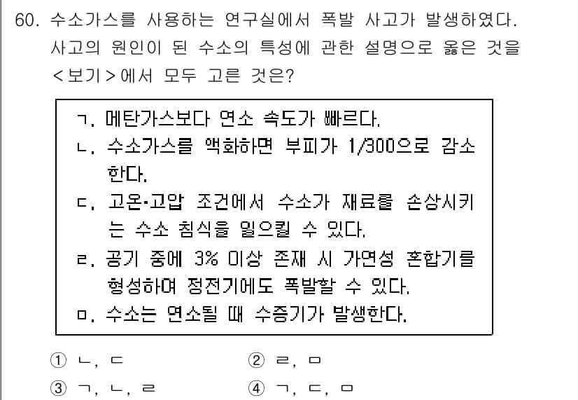 연구실안전관리사 2024년 60번 - 정답과 핵심 포인트를 검수 중인 기출문제