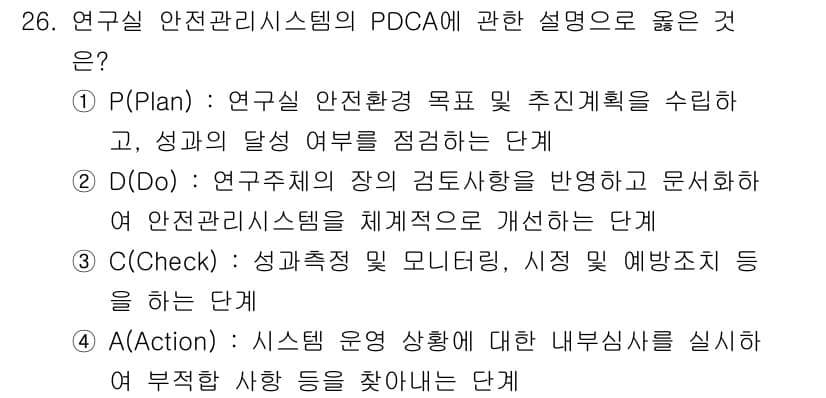 연구실안전관리사 2025년 26번 - 정답과 핵심 포인트를 검수 중인 기출문제