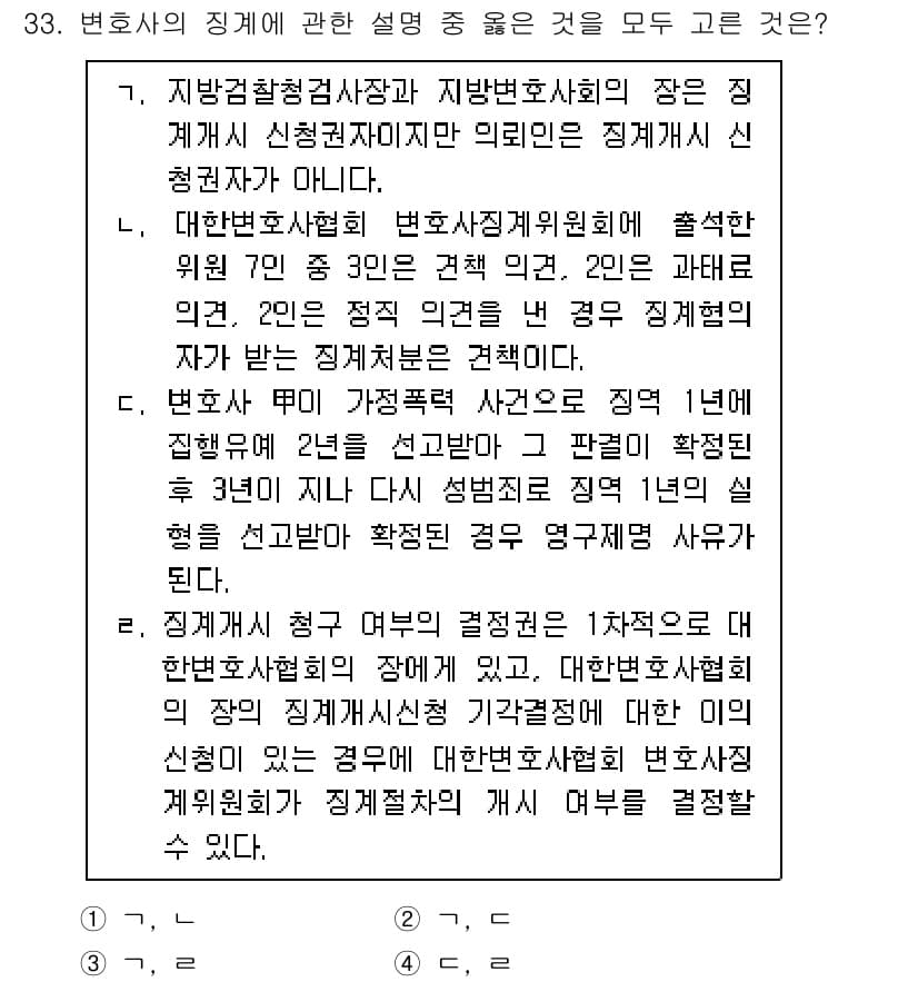 법조윤리 2025년 34번 - 정답과 핵심 포인트를 검수 중인 기출문제