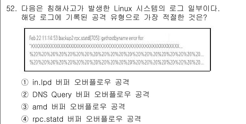인터넷보안전문가_2급 2025년 54번 - 주어진 로그에서 "gephoshing error"라는 메시지가 나타나므로... 에 관한 핵심 기출문제