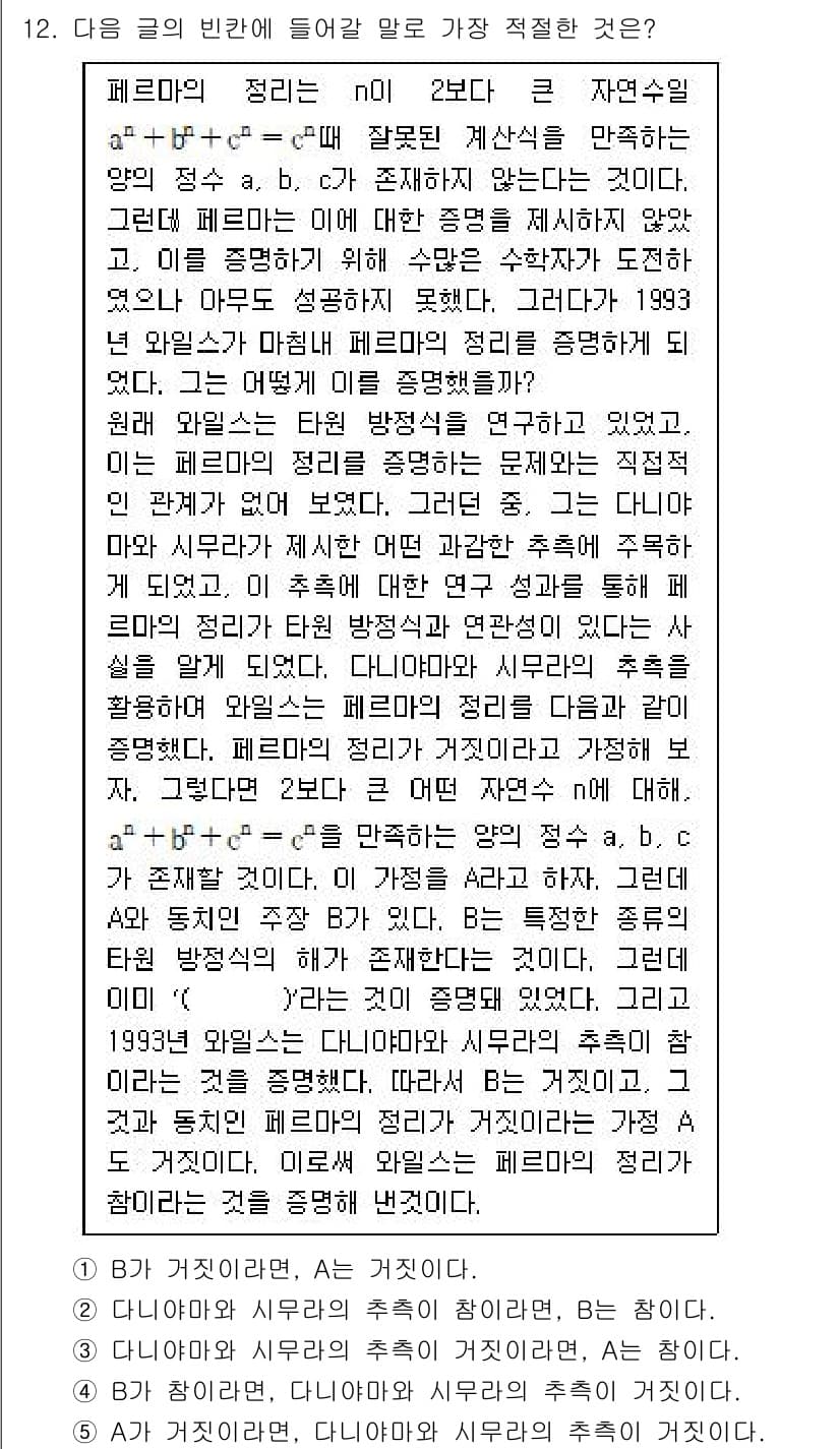 PSAT_언어논리 2025년 12번 - 정답과 핵심 포인트를 검수 중인 기출문제