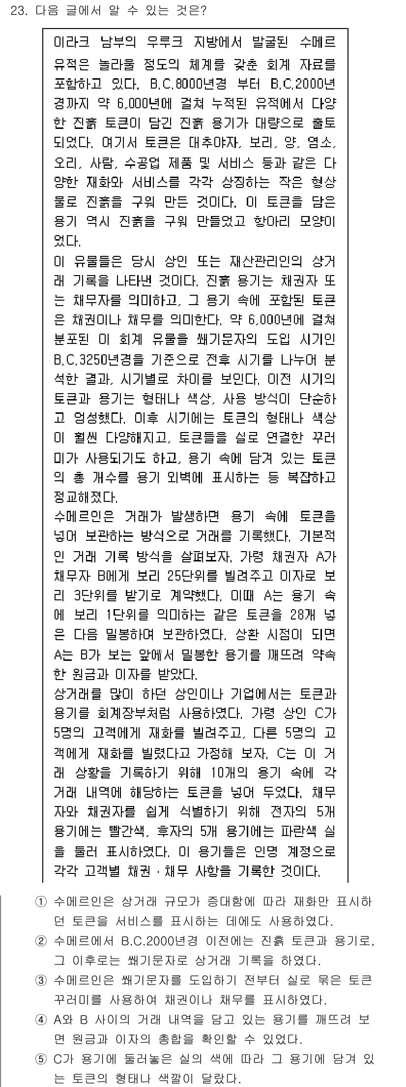 PSAT_언어논리 2025년 23번 - 이 선택지는 고대 그리스의 여러 문명에서 나타나는 언어의 발전과 그 맥락... 에 관한 핵심 기출문제