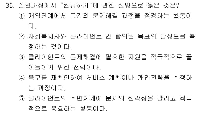 사회복지사_1급(2교시) 2025년 36번 - 정답과 핵심 포인트를 검수 중인 기출문제