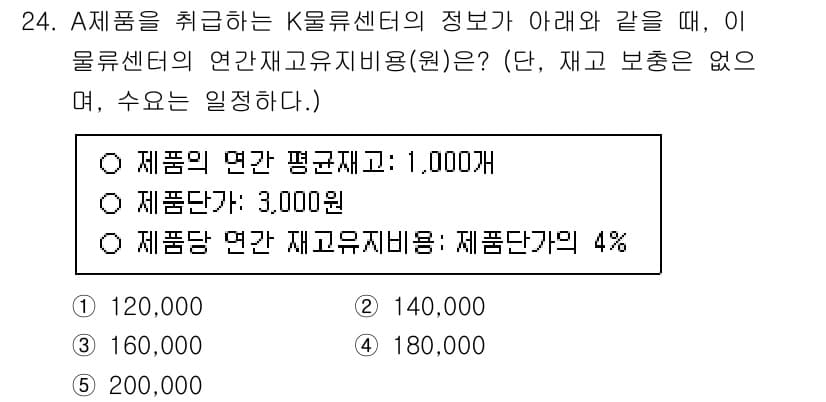 물류관리사_2교시 2025년 24번 - 정답과 핵심 포인트를 검수 중인 기출문제