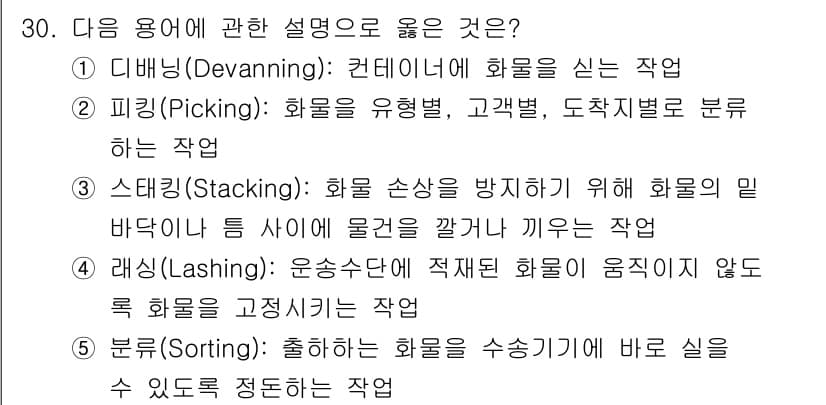 물류관리사_2교시 2025년 30번 - 정답과 핵심 포인트를 검수 중인 기출문제