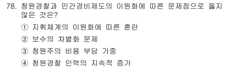 경비지도사_1차(법학개론,민간경비론) 2024년 78번 - 정답과 핵심 포인트를 검수 중인 기출문제