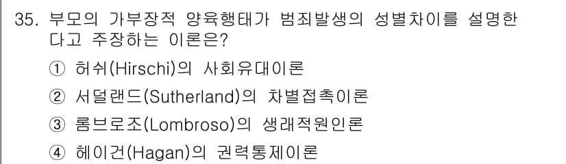 경비지도사_2차(범죄학) 2024년 35번 - 정답과 핵심 포인트를 검수 중인 기출문제