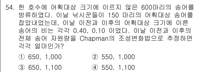 어업생산관리기사 2015년 54번 - 정답과 핵심 포인트를 검수 중인 기출문제