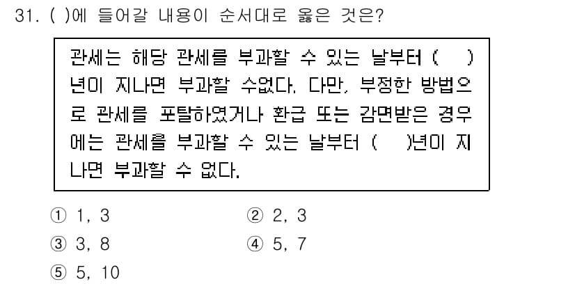 관세사_관세법개론 2016년 31번 - 관세법에서는 특정 상황에서 부과 가능한 세금을 명확히 규정하고 있습니다.... 에 관한 핵심 기출문제
