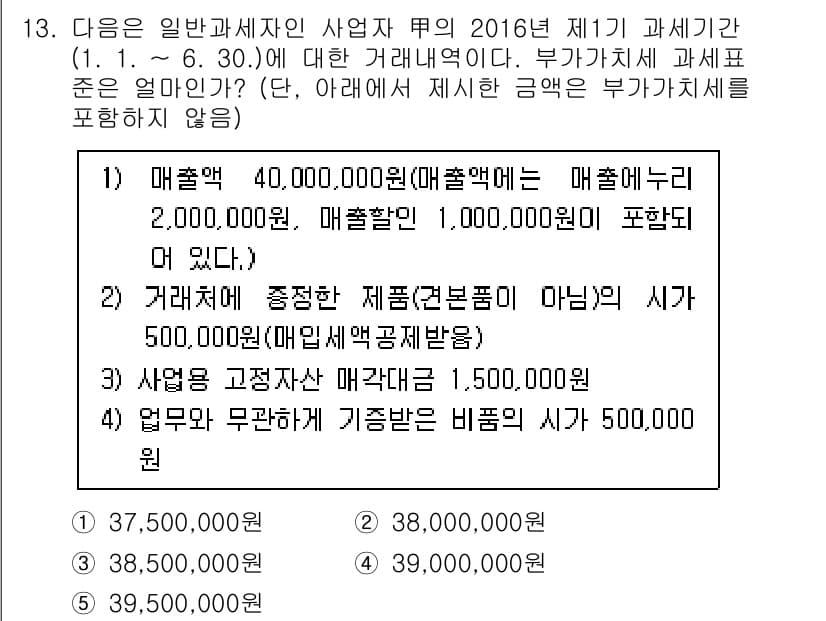 관세사_내국소비세법 2016년 13번 - 정답과 핵심 포인트를 검수 중인 기출문제