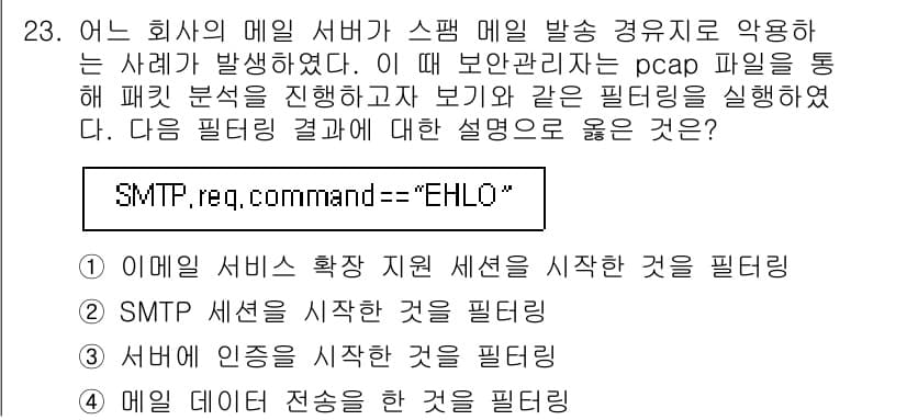 정보보안기사 2023년 23번 - 정답과 핵심 포인트를 검수 중인 기출문제