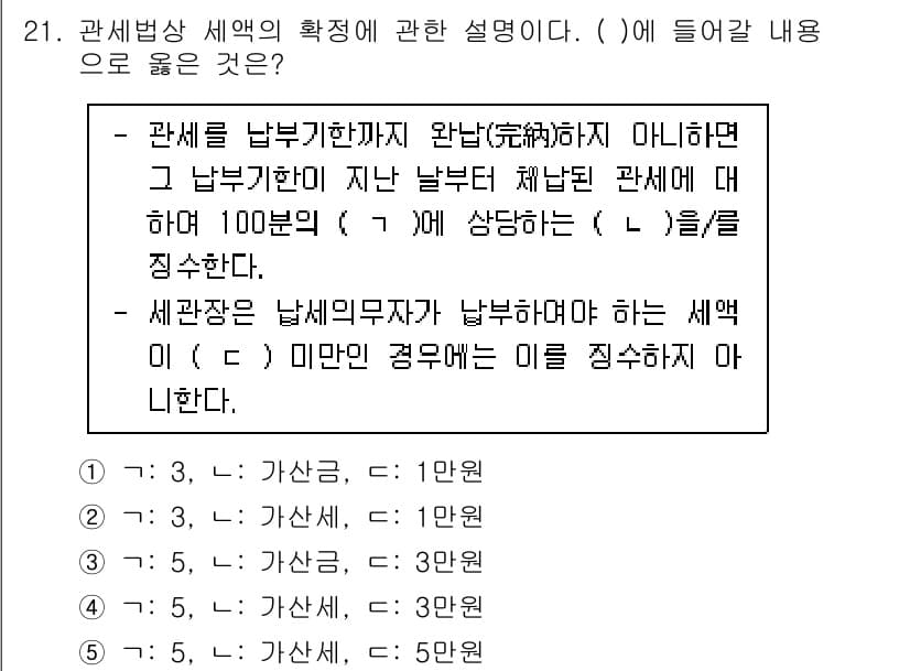 관세사_관세법개론 2017년 21번 - 관세는 수출입 물품에 대해 국가가 부과하는 세금으로, 납세의무자는 기본적... 에 관한 핵심 기출문제