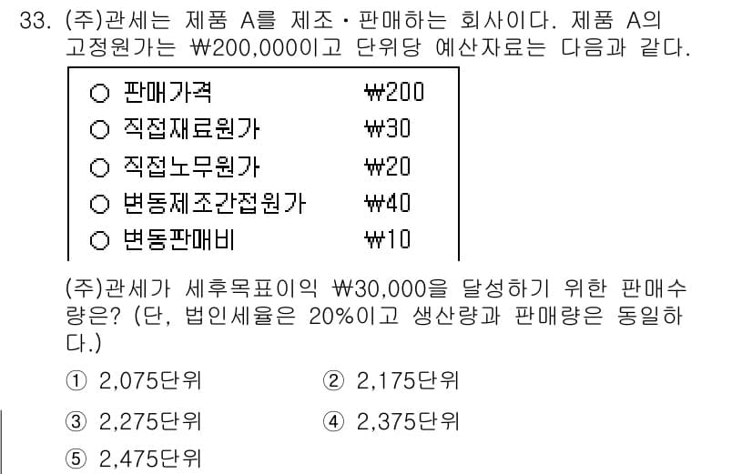 관세사_회계학 2017년 33번 - 정답과 핵심 포인트를 검수 중인 기출문제