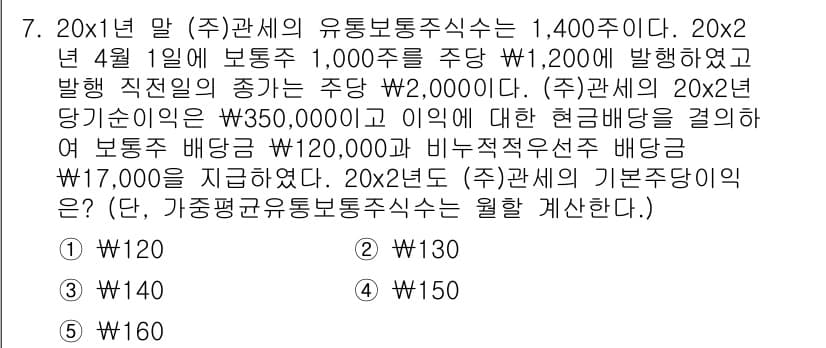 관세사_회계학 2017년 7번 - 문제에서 요구하는 바에 따르면, 20X1년 말 (주)관세사의 유동부채는 ... 에 관한 핵심 기출문제