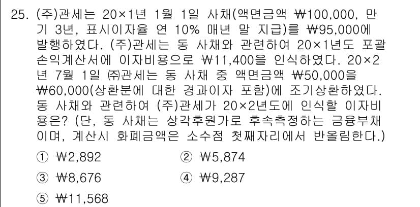 관세사_회계학 2020년 25번 - 정답과 핵심 포인트를 검수 중인 기출문제