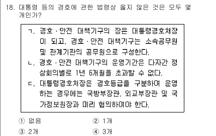 경비지도사_2차(경호학) 2025년 18번 - 정답과 핵심 포인트를 검수 중인 기출문제