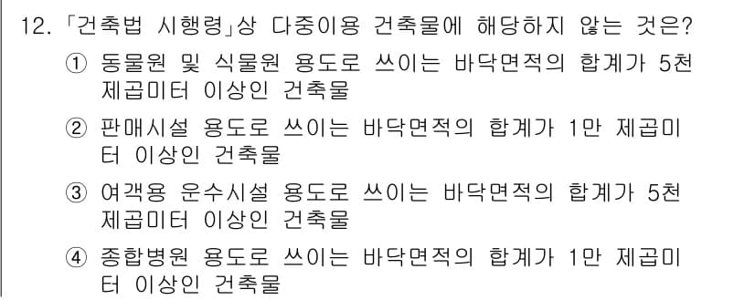 9급_지방직_공무원_건축계획 2024년 12번 - 정답과 핵심 포인트를 검수 중인 기출문제