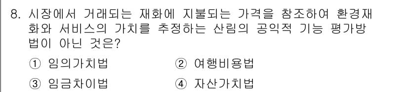 9급_지방직_공무원_임업경영 2024년 8번 - 정답과 핵심 포인트를 검수 중인 기출문제